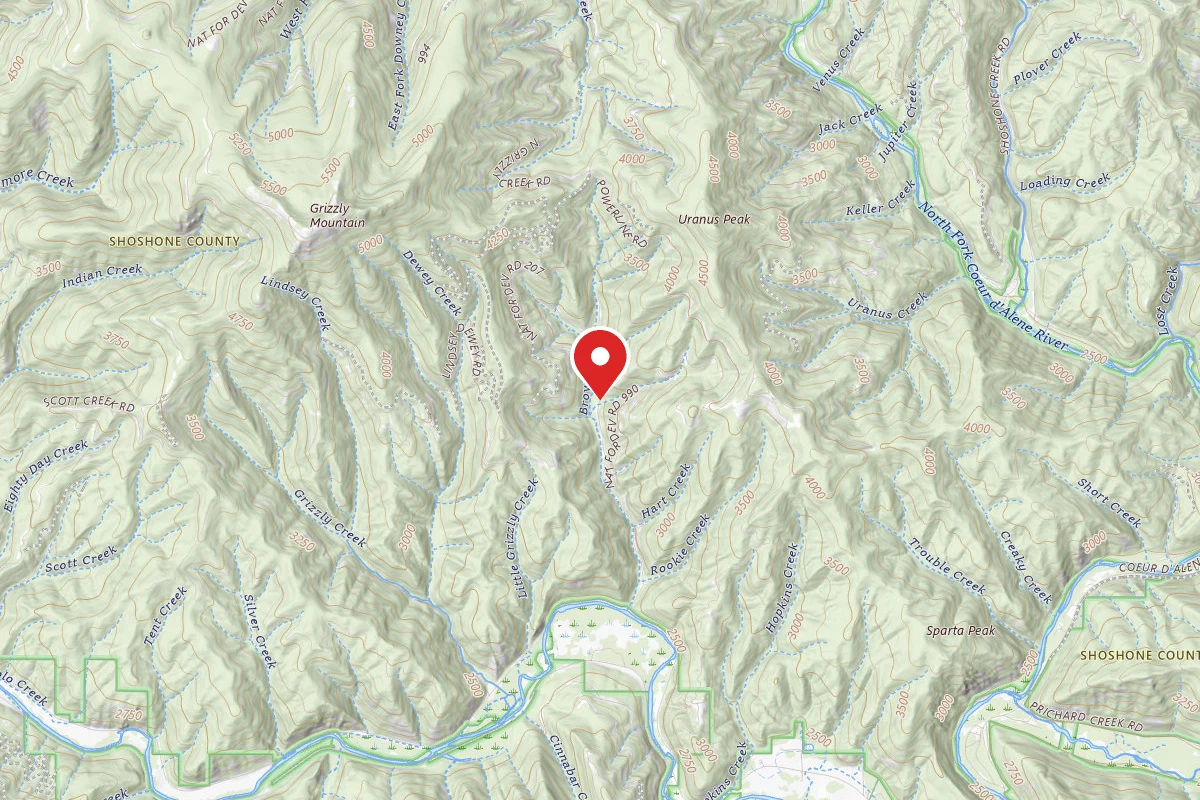 Idaho Panhandle Dispersed Campsite RD 207 MM 1.8