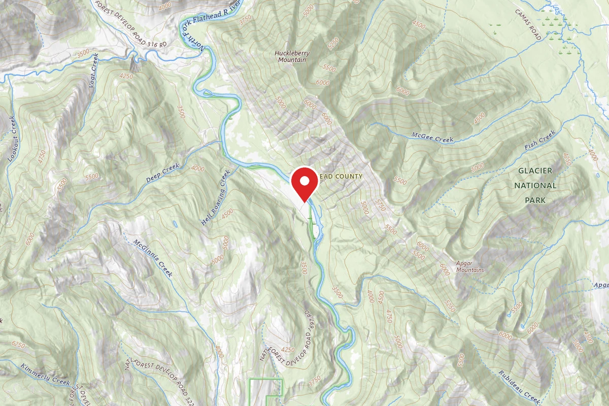 North fork Flathead River dispersed camping