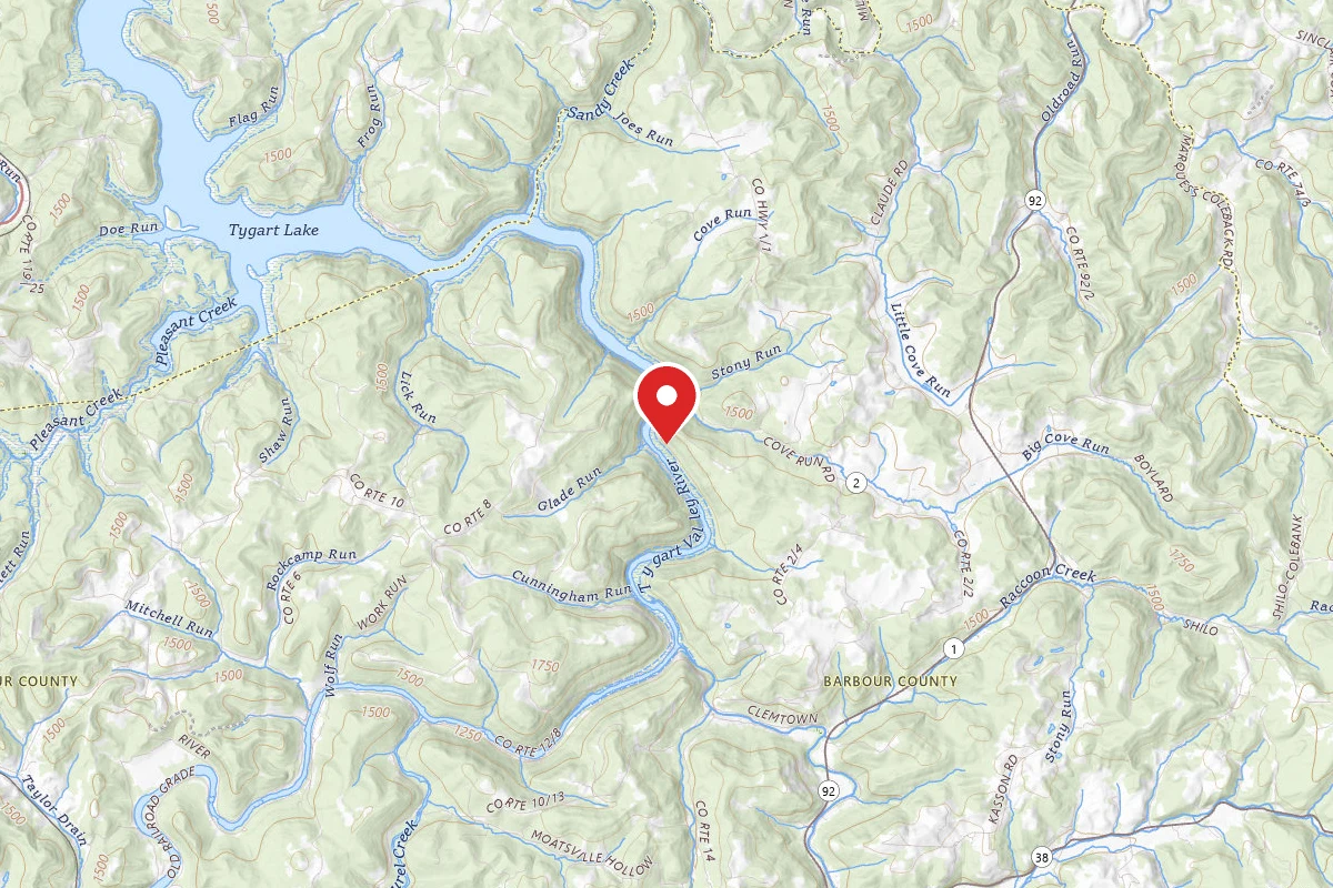Waterfront Cove Run Camp on the Tygart River - 81 Acres