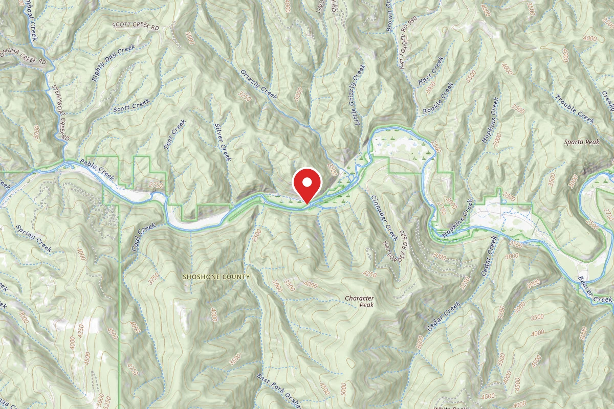 Idaho Panhandle Dispersed Campsite OLD RIVER RD MM 14.5C
