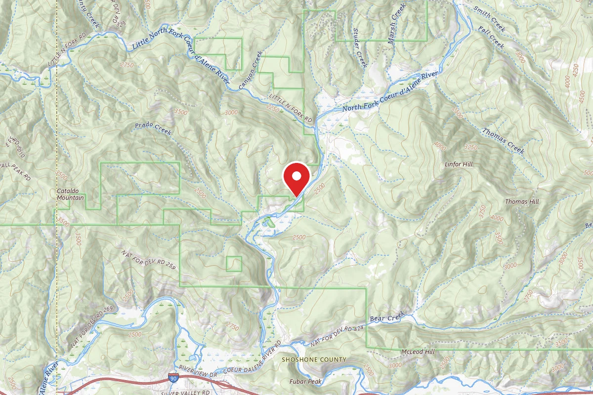 Idaho Panhandle Dispersed Campsite OLD RIVER RD MM 2.8C