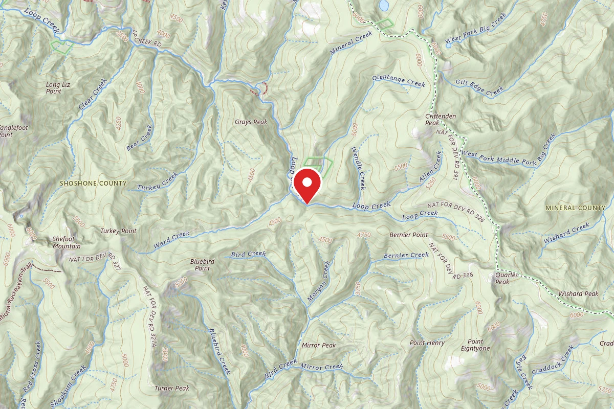 Idaho Panhandle Dispersed Campsite RD 326 MI 10.2