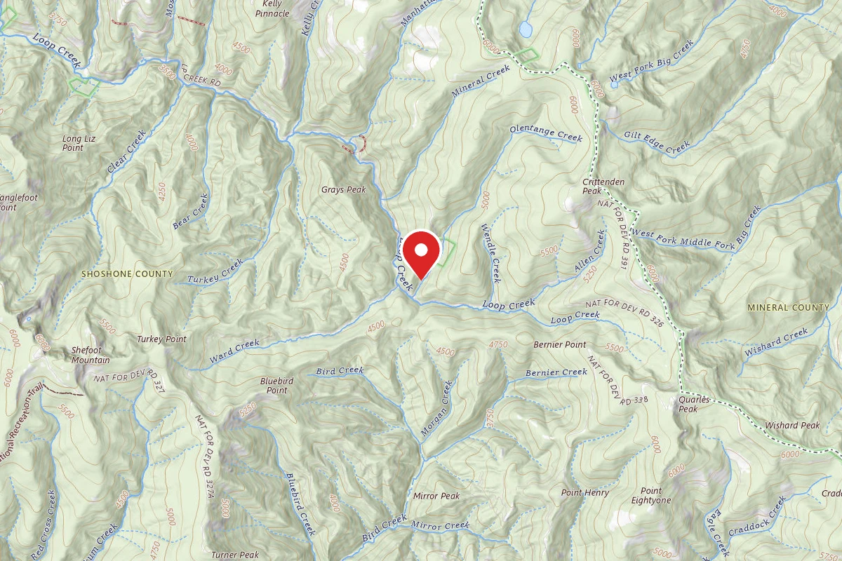 Idaho Panhandle Dispersed Campsite RD 326 MI 9.8