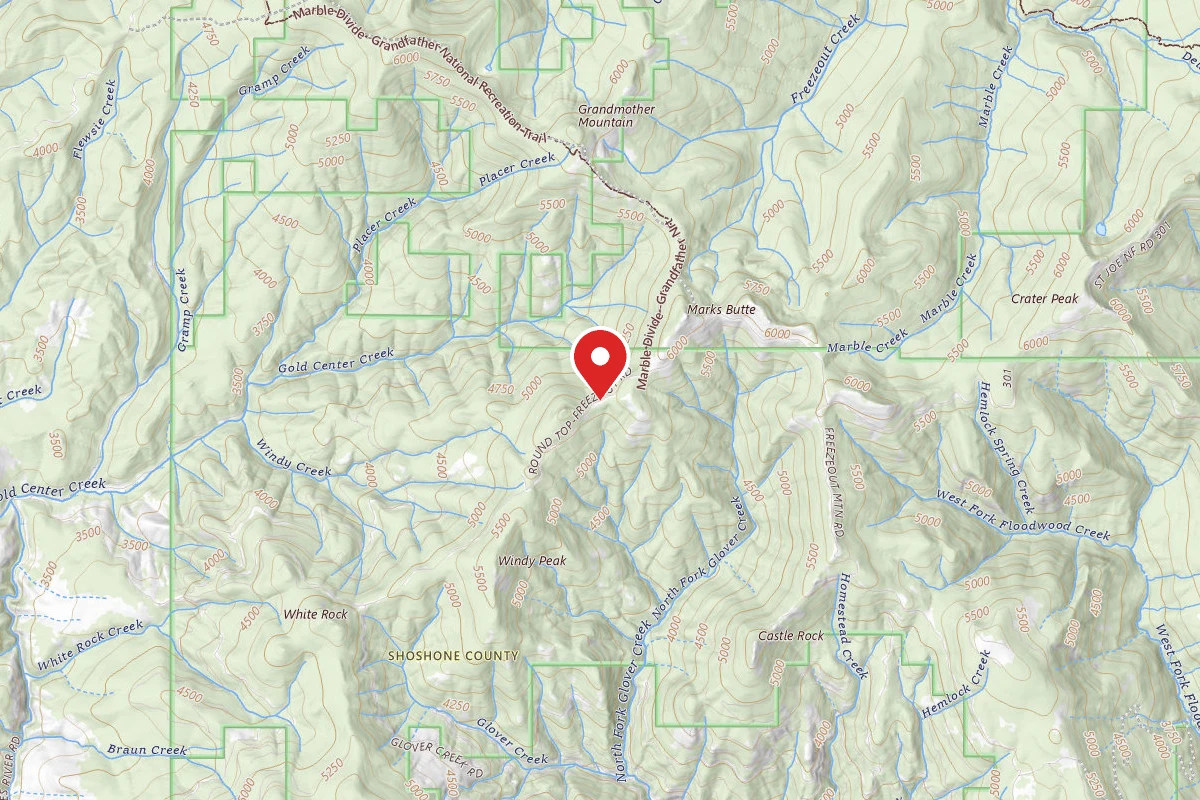 Idaho Panhandle Dispersed Campsite RD 301 MI 37.6
