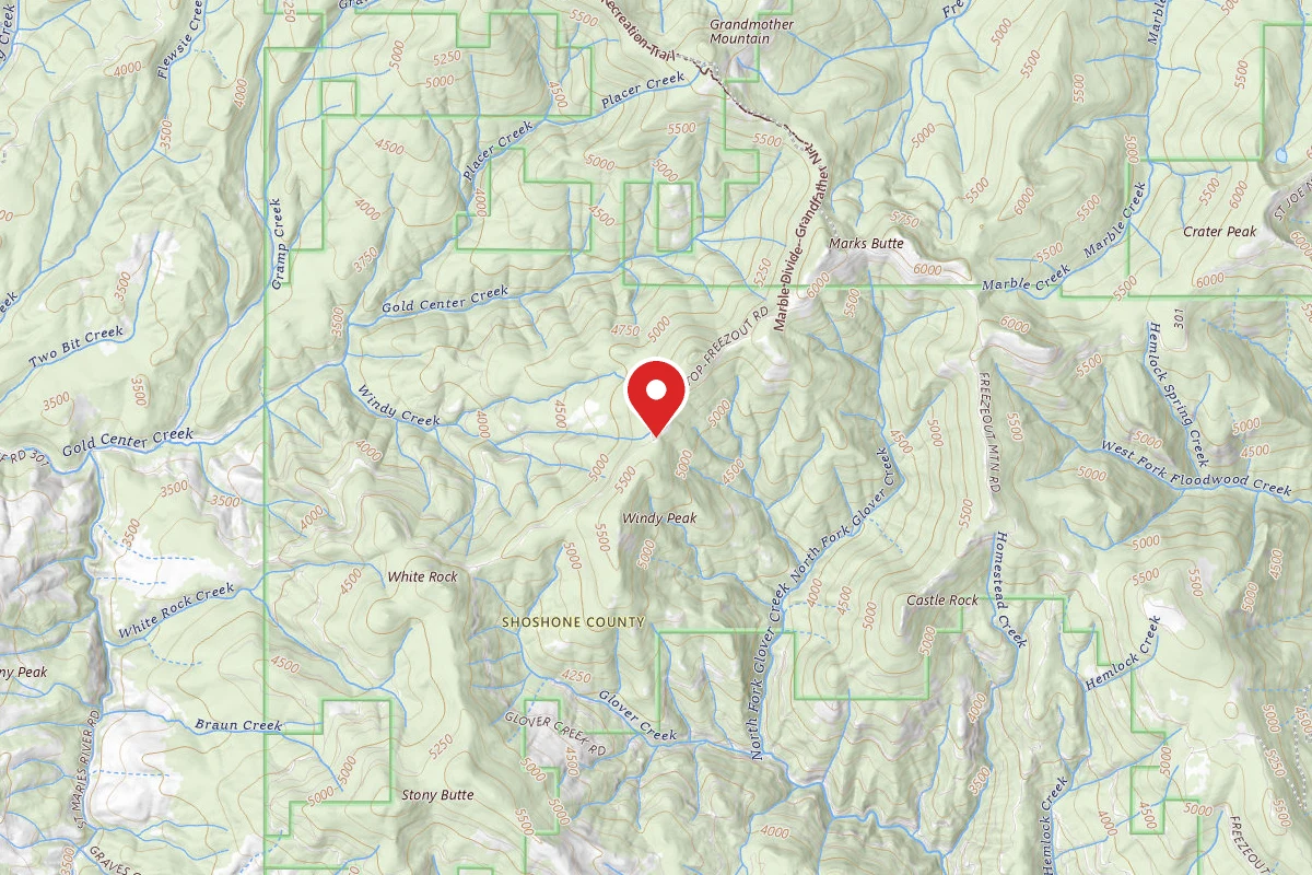 Idaho Panhandle Dispersed Campsite RD 301 MI 38.6