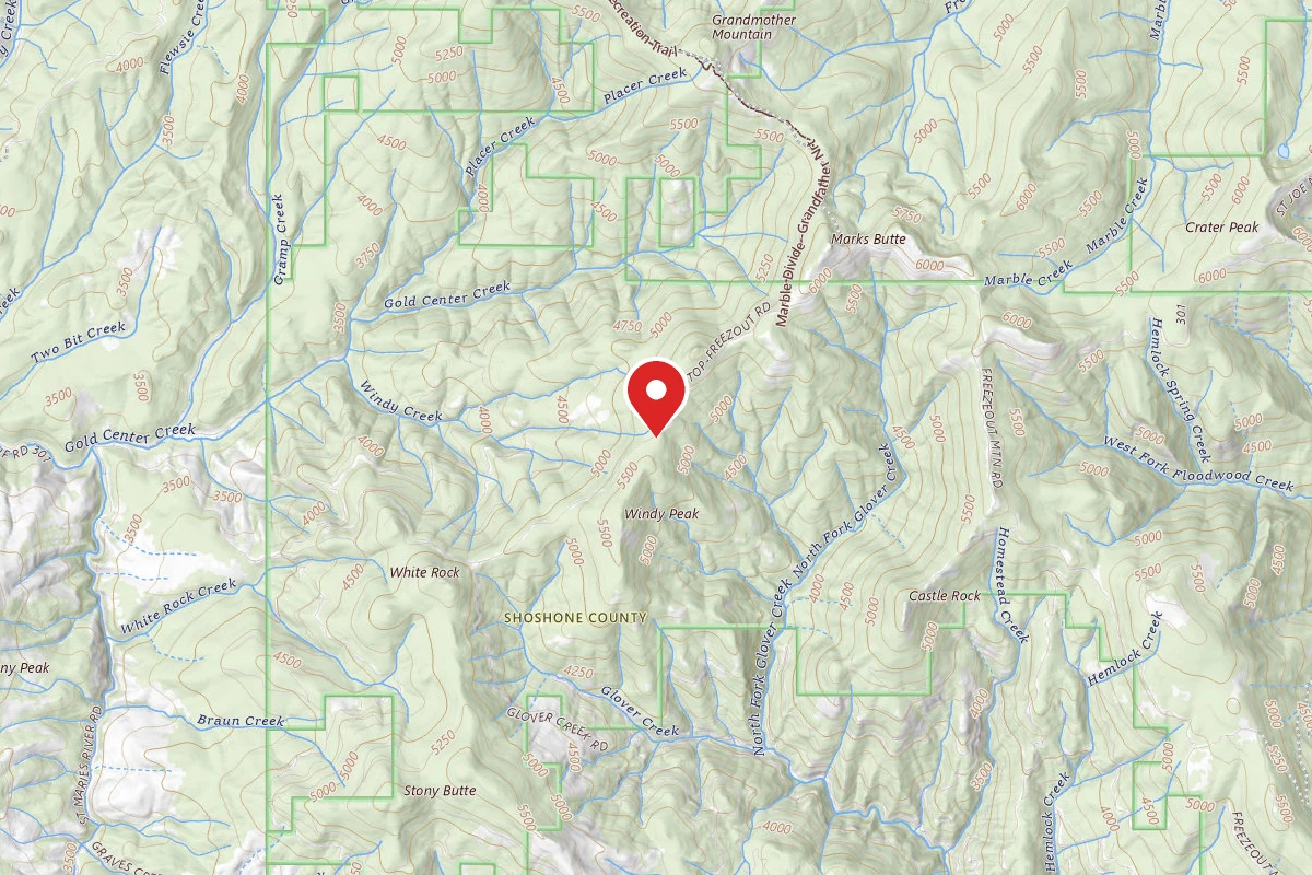 Idaho Panhandle Dispersed Campsite RD 301 MI 38.6