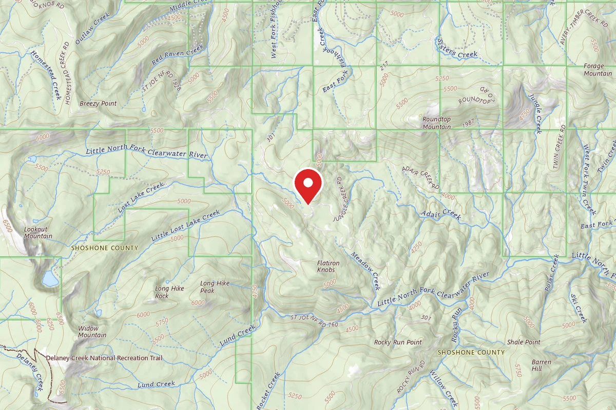 Idaho Panhandle Dispersed Campsite RD 301 MI 14.1