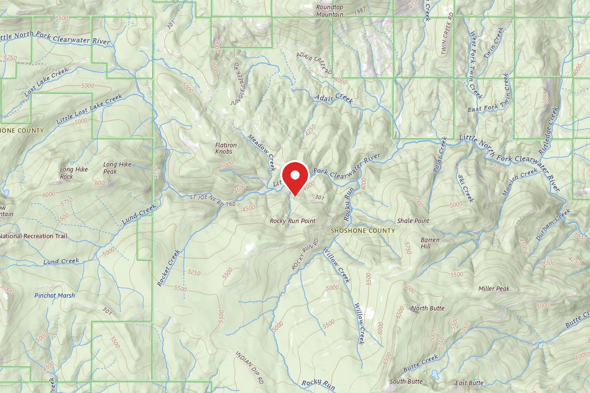 Idaho Panhandle Dispersed Campsite RD 301 MI 18.9