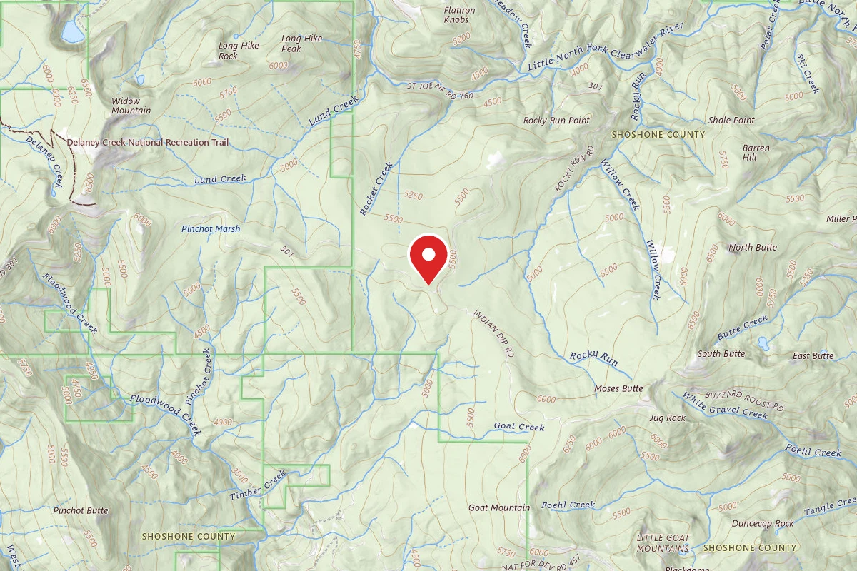 Idaho Panhandle Dispersed Campsite RD 301 MI 23.7