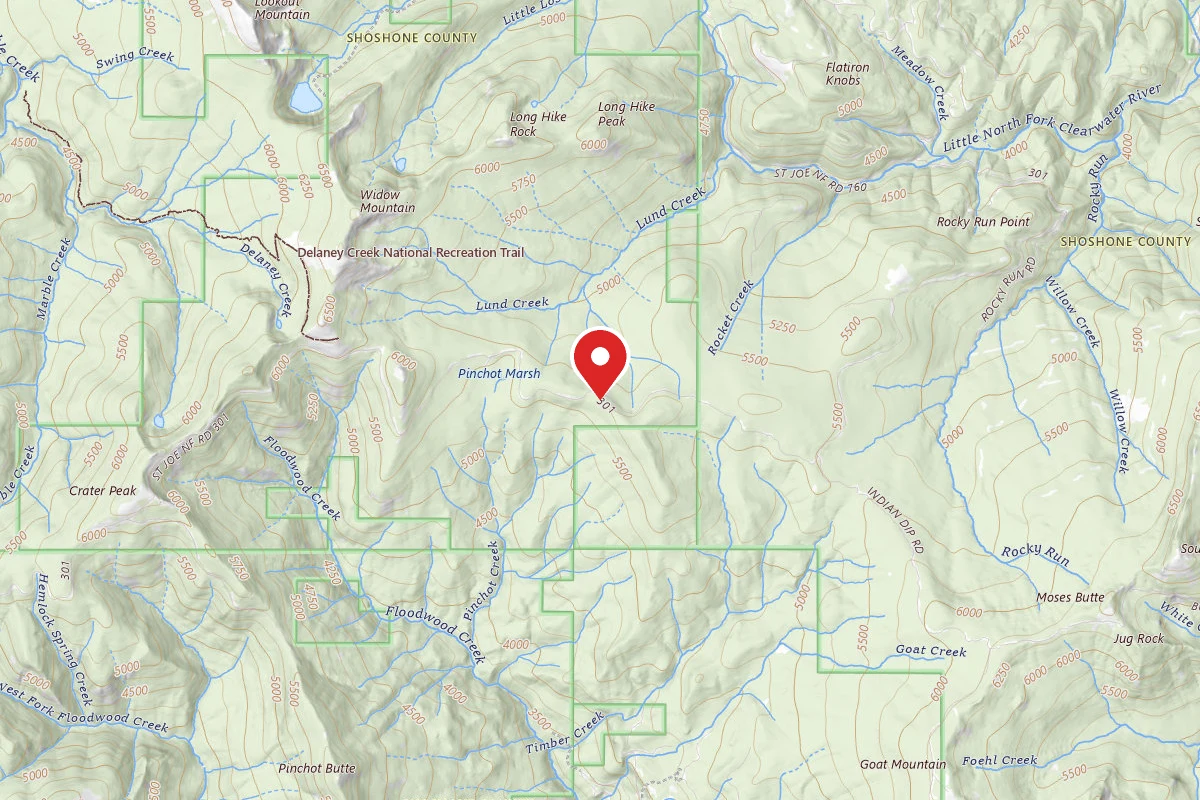 Idaho Panhandle Dispersed Campsite RD 301 MI 25.9