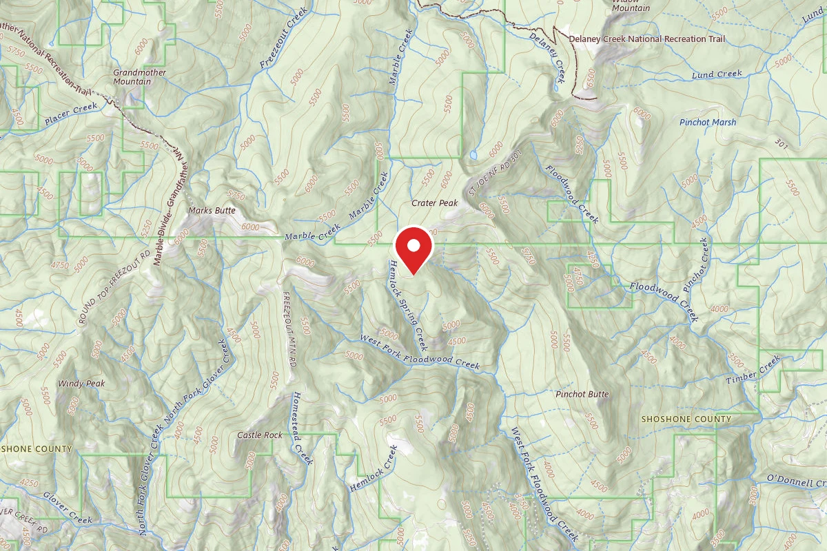 Idaho Panhandle Dispersed Campsite RD 301 MI 32.9