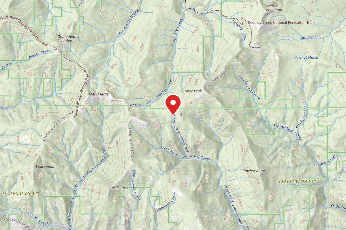 Idaho Panhandle Dispersed Campsite RD 301 MI 33.3