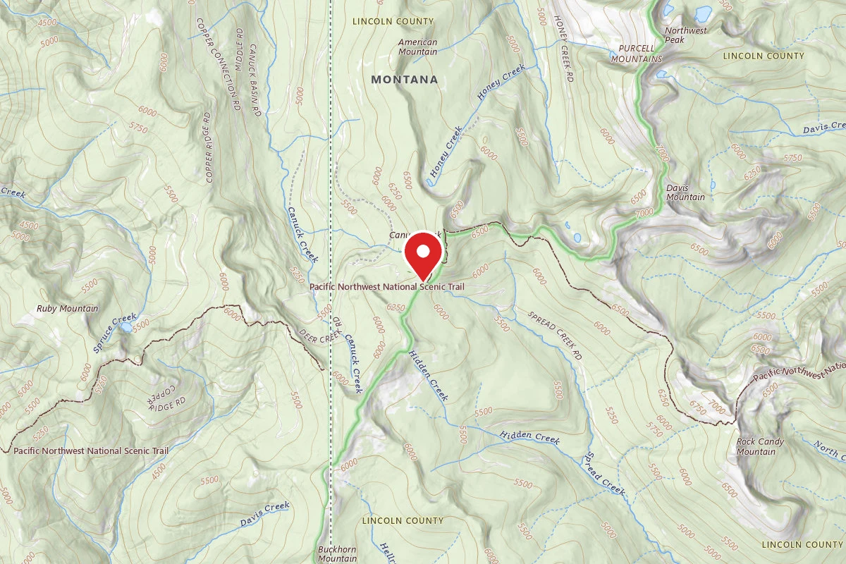 Idaho Panhandle Dispersed Campsite RD435 MONTANA LINE
