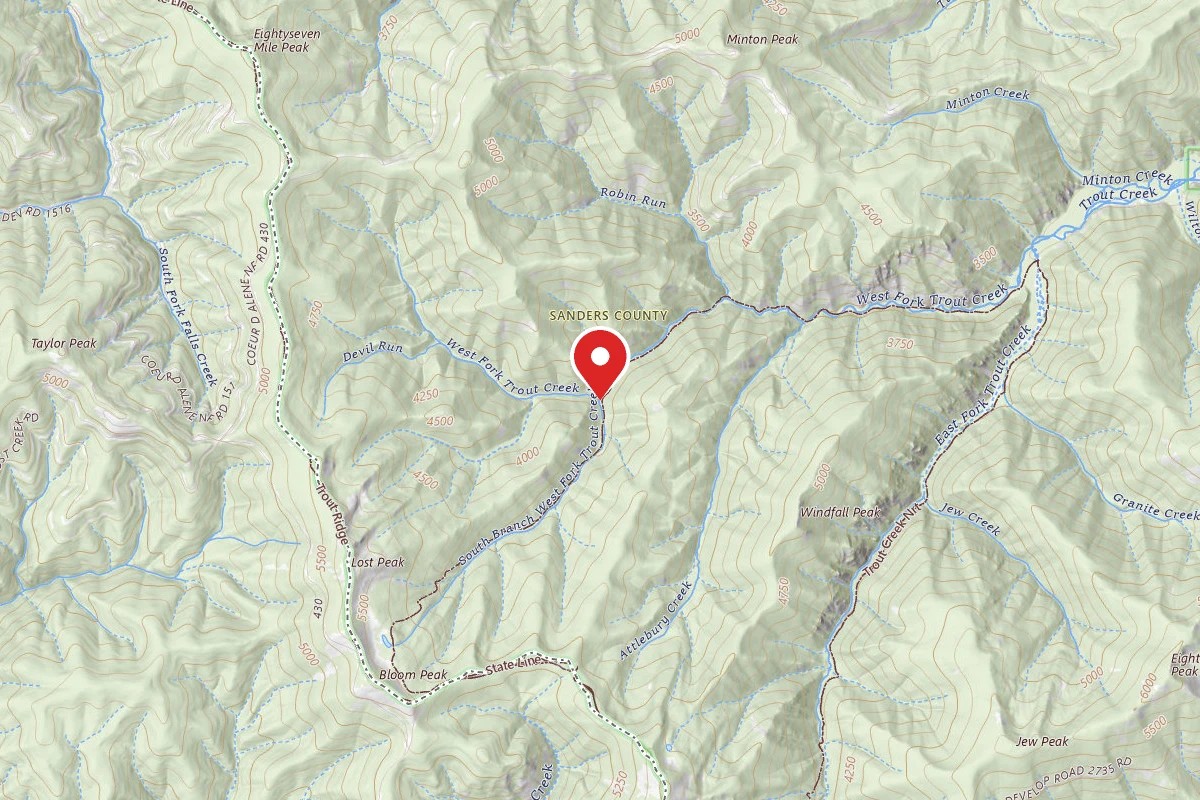 Kootenai Dispersed Campsite TROUT CREEK NRT 774-CAMP H