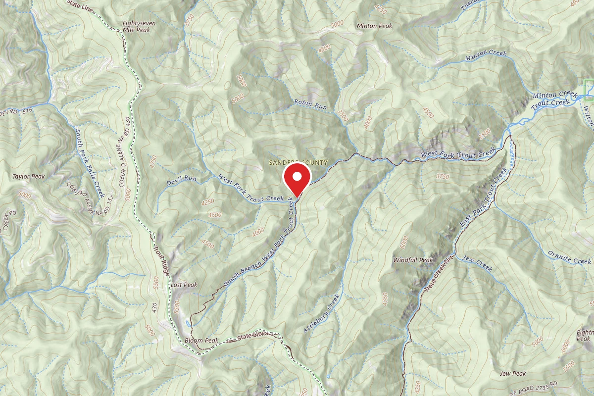Kootenai Dispersed Campsite TROUT CREEK NRT 774-CAMP G