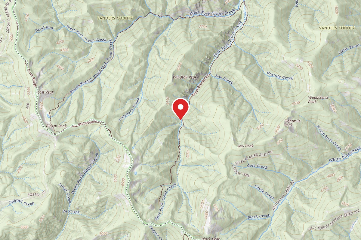 Kootenai Dispersed Campsite TROUT CREEK NRT 774-CAMP D