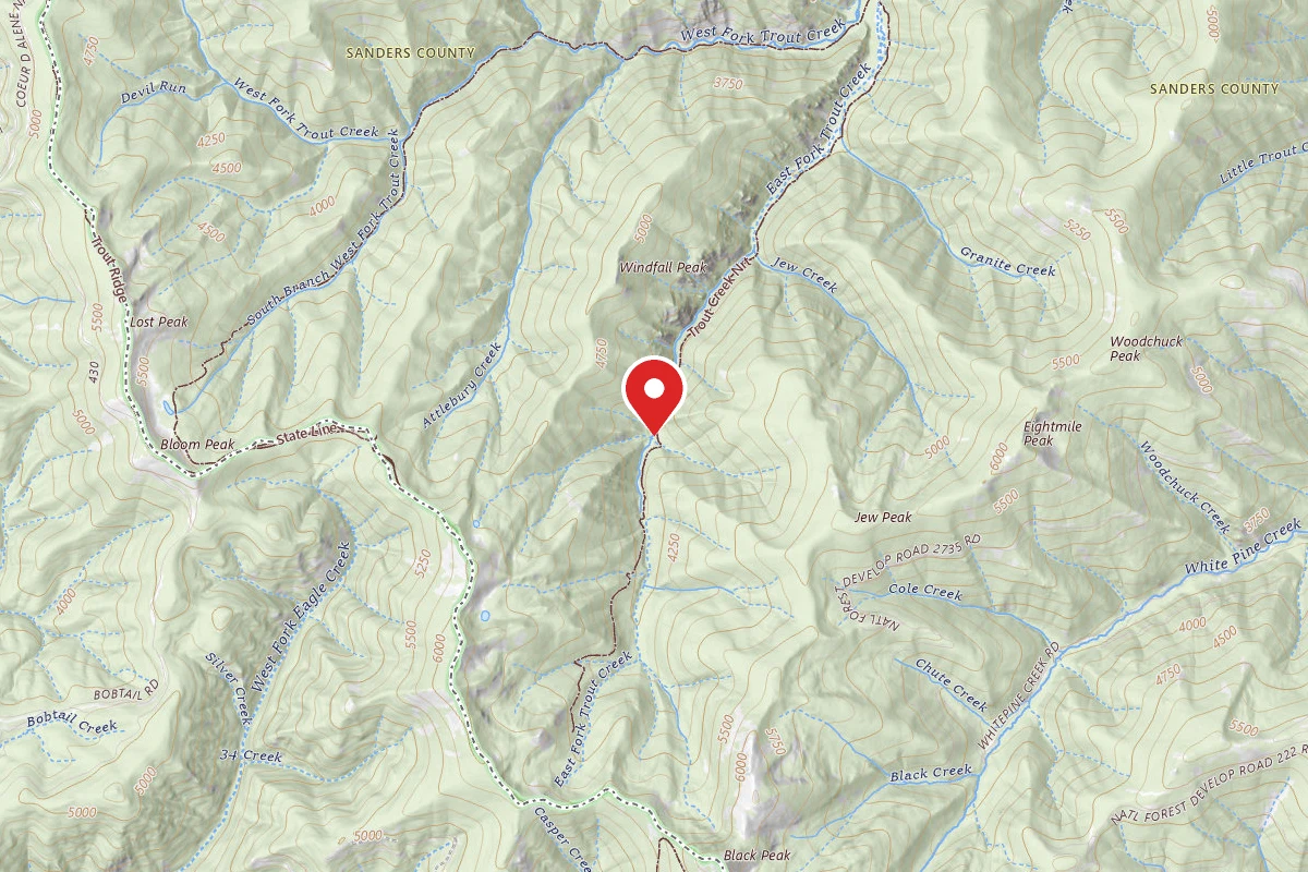 Kootenai Dispersed Campsite TROUT CREEK NRT 774-CAMP E
