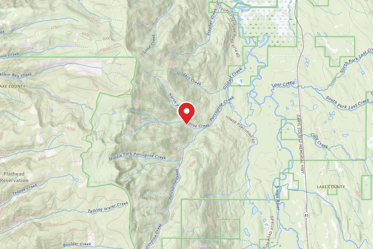 Flathead Dispersed Campsite 10229-2 PORCUPINE CREEK END