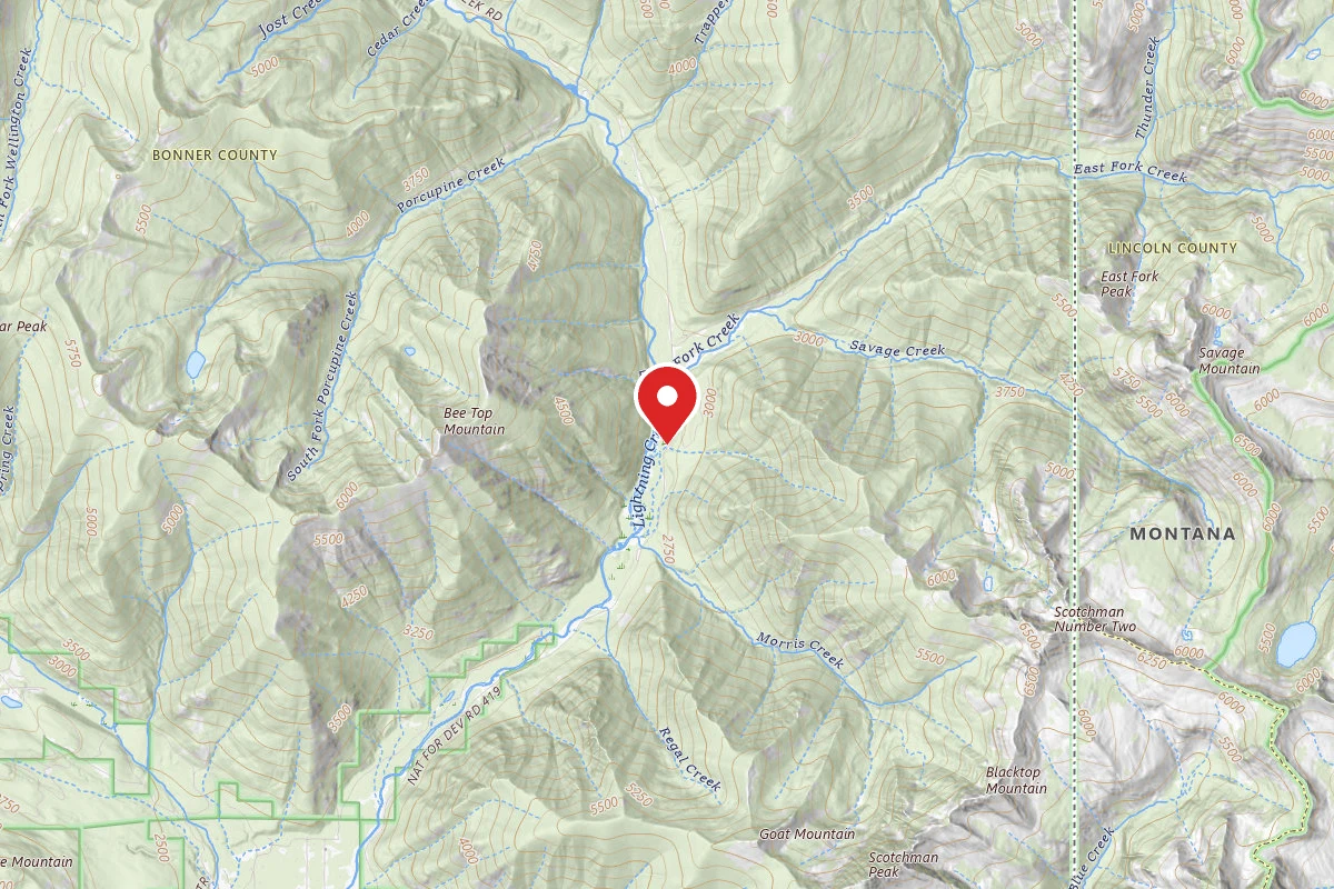 Idaho Panhandle Dispersed Campsite LOWER LIGHTNING 08
