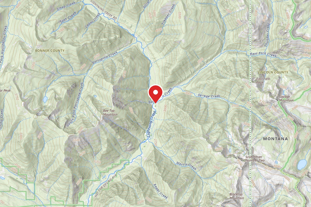 Idaho Panhandle Dispersed Campsite LOW LIGHTNING 09A