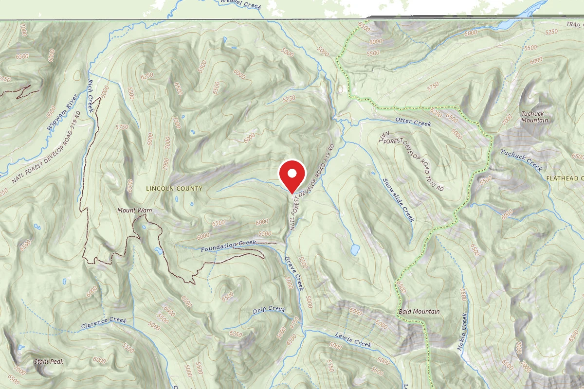 Kootenai Dispersed Campsite DIVIDE CREE RD 7105