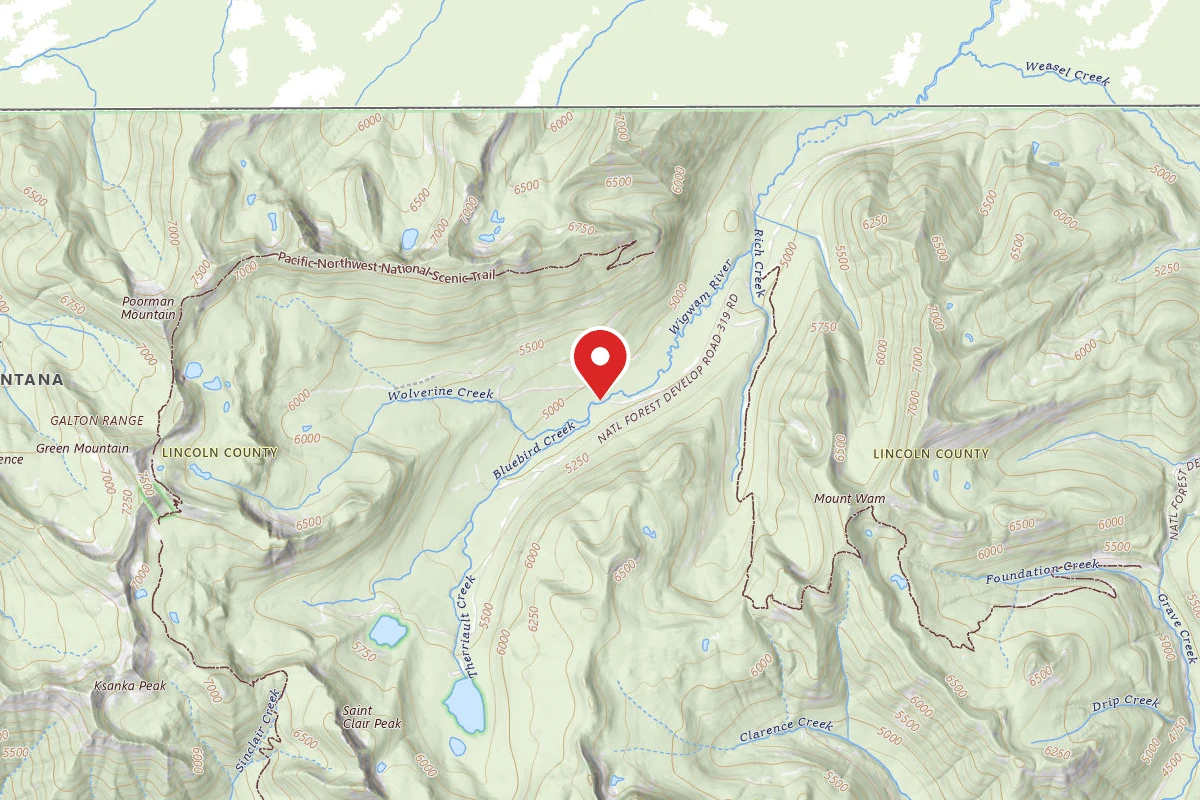 Kootenai Dispersed Campsite RD 7086 WIGWAM RIVER