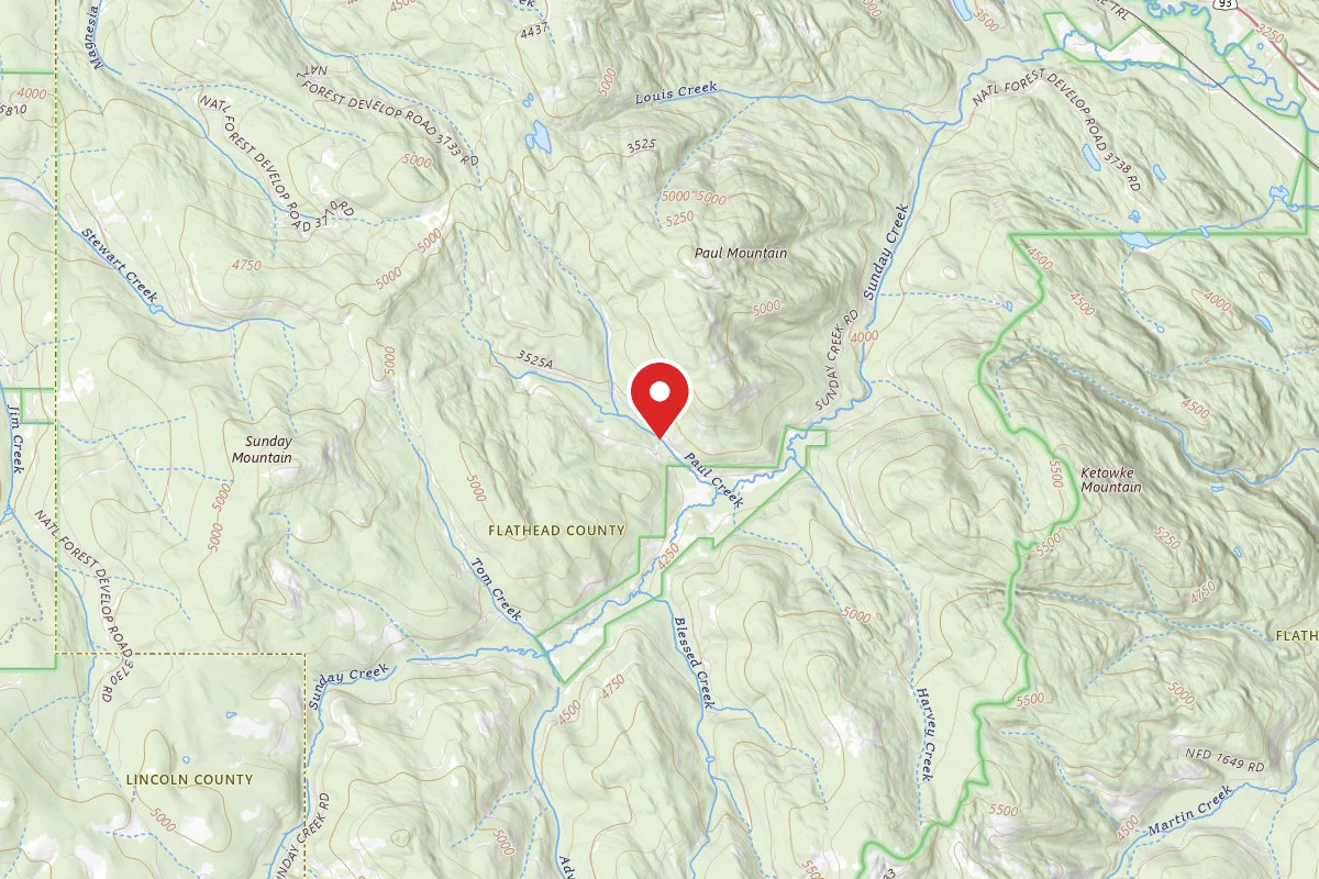 Kootenai Dispersed Campsite PAUL CREEK SITE 1