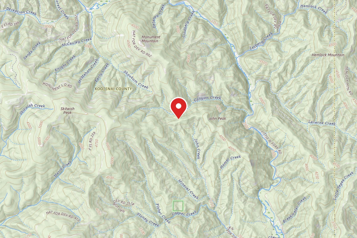 Idaho Panhandle Dispersed Campsite RD 2358 SITE 1