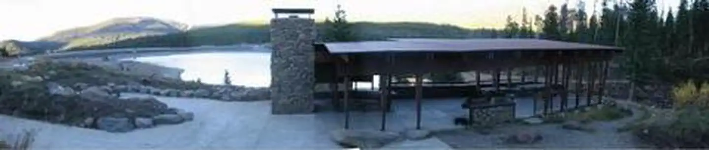 Hyalite Pavilion β Hyalite Pavilion, fireplace, picnic tables, fire ring, grill & pine trees