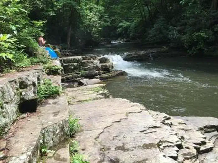 Backbone Rock Recreation Area Pavilions and Campground — Waterfall at Backbone Rock Campground