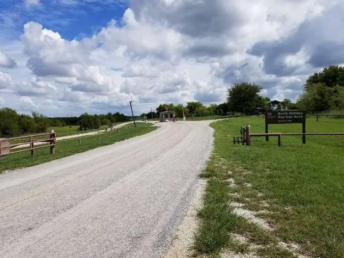 North Holiday Park — Paved driveway leading to North Holiday Park entrance