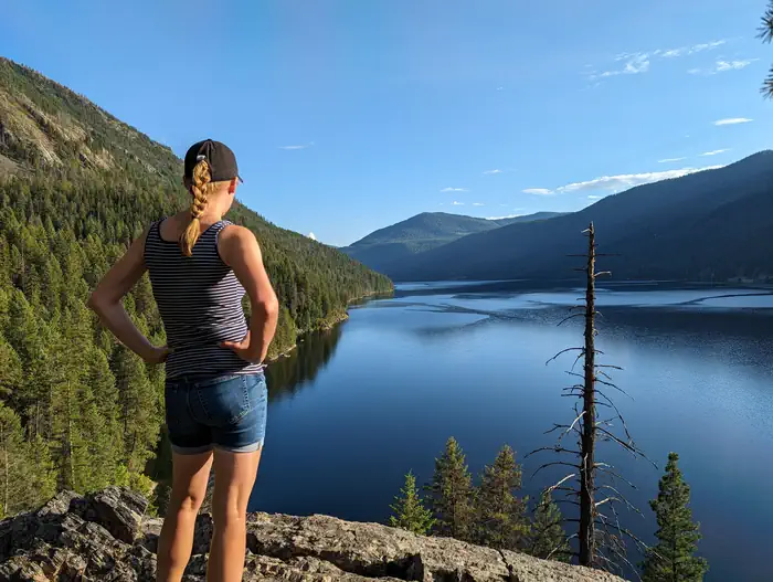 East Sullivan — Hiking at East Sullivan. A women looks out over Sullivan Lake
