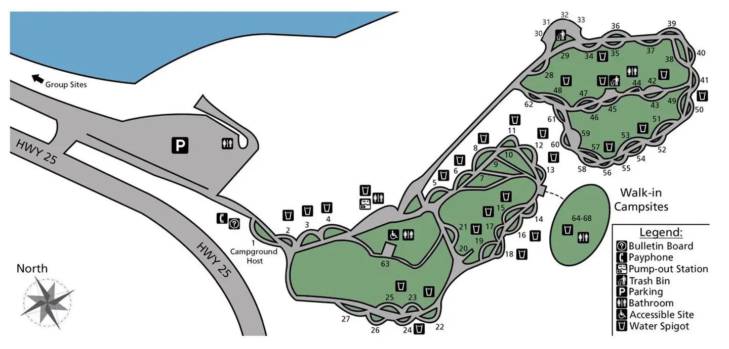 Fort Spokane Campground — Ft. Spokane Campground Site Map