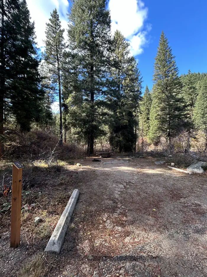 Hayfork Group Campground — Gravel parking spur leading to campsite