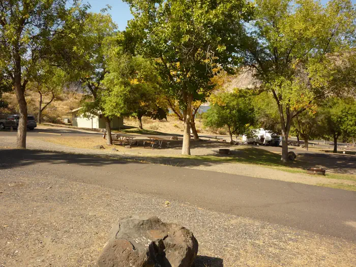 Spring Canyon Campground — Overlooking the lower part of the campground. Trees in the distance.