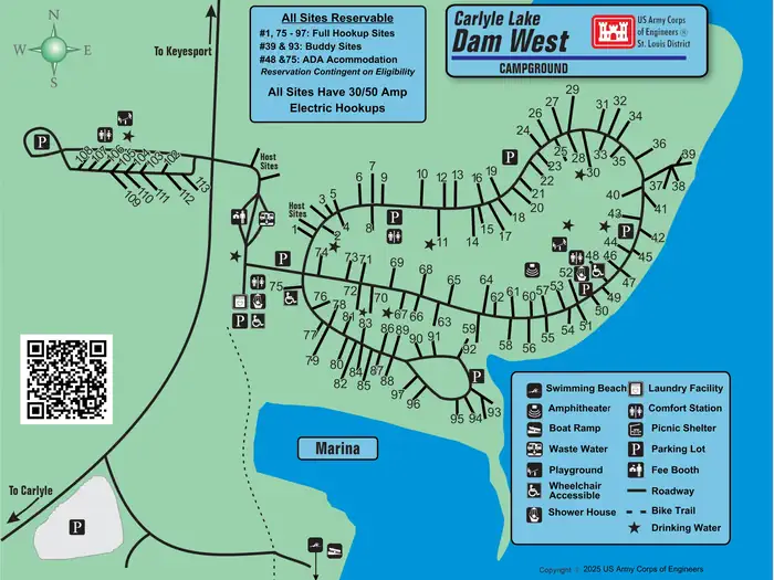 Dam West Campground — Dam West Campground Map