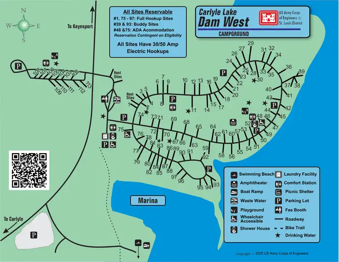 Dam West Campground — Dam West Campground Map