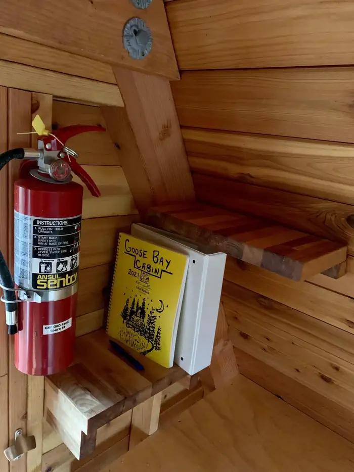 Goose Bay Cabin β Goose Bay Cabin - Shelves and fire extinguisher