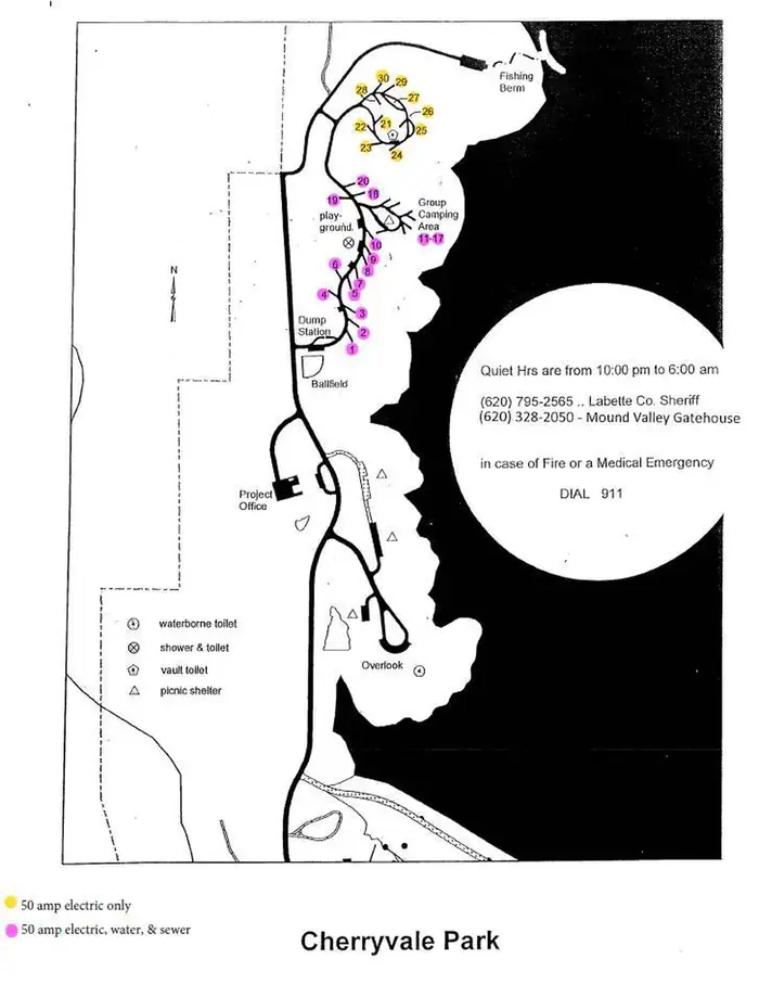 Cherryvale Park — Cherryvale Campground Amenities Map