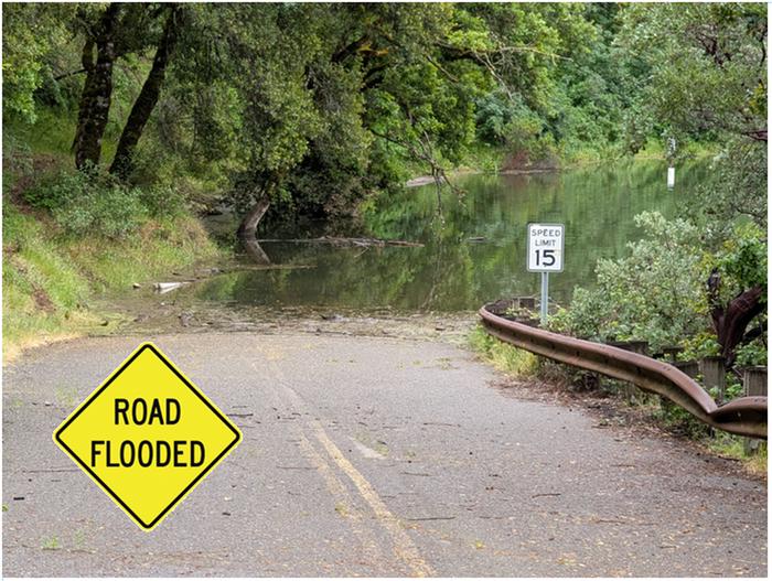Bushay Recreation Area — Road to Bushay flooded