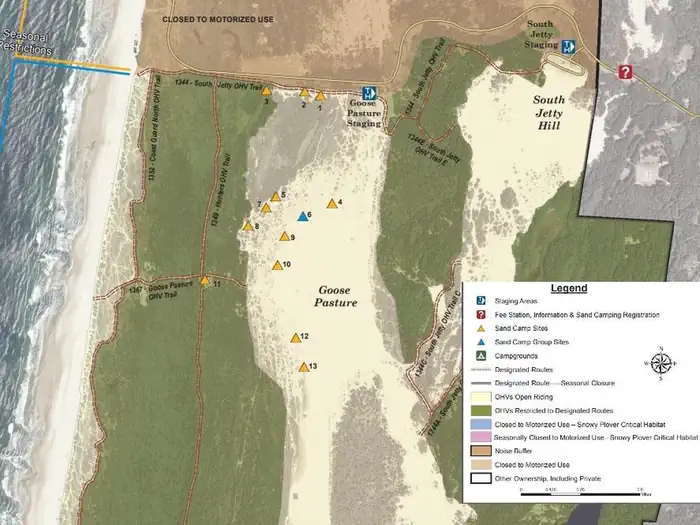 South Jetty Sand Camping — SOUTH JETTY SAND CAMPING MAP