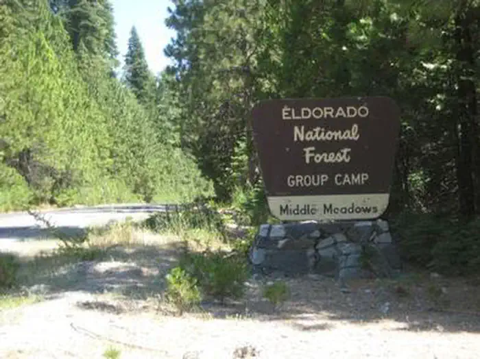 Middle Meadows Group Campground — MIDDLE MEADOWS Group Campground Entrance Sign.