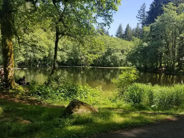 Hebo Lake Campground — Serene Hebo Lake, under a blue sky