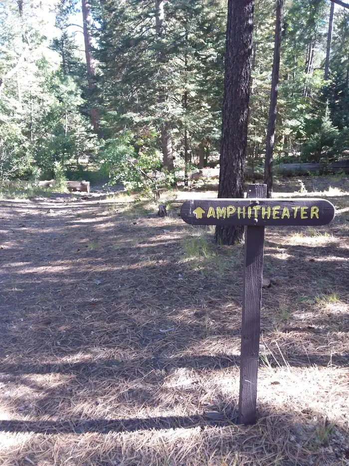 Dairy Springs Campground — Amphitheater sign.