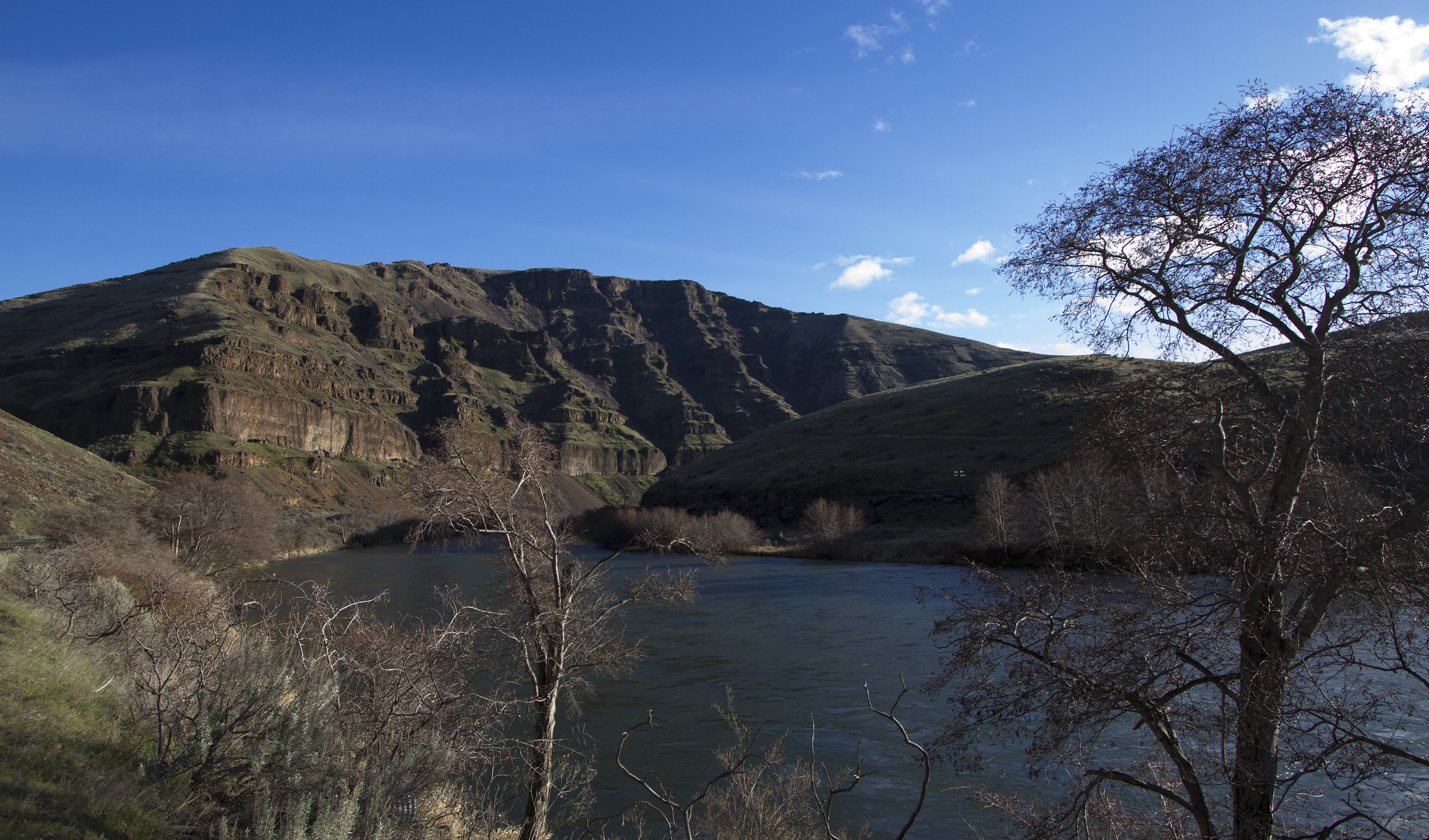Rattlesnake Canyon — Late afternoon view of the Deschutes River canyon and of the mouth of Rattlesnake Canyon at Rattlesnake Canyon Campground