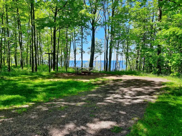 Black River Harbor Campground — Black River Harbor Campground campsite with view of Lake Superior.