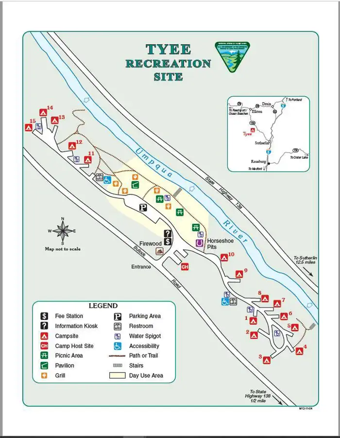 Tyee Campground (umpqua River) — Tyee Campground Map.