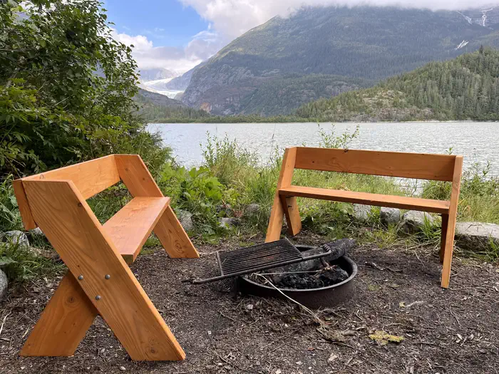 Eagle Glacier Cabin β fire pit with view of Eagle Glacier