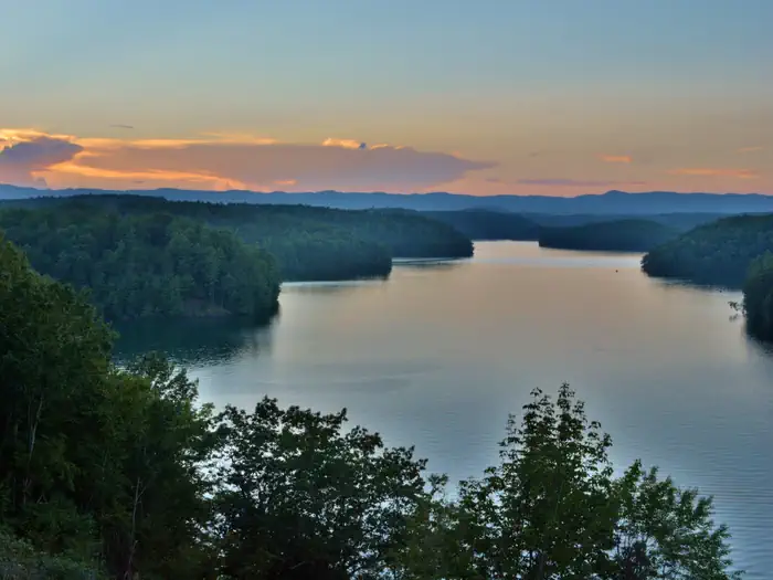 Philpott Park — View of Philpott Lake at sunset.