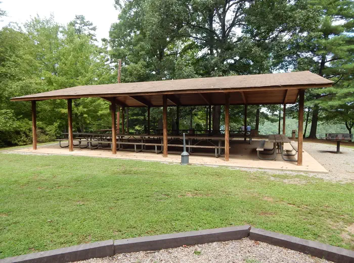 Philpott Park — Covered shelter with tables and barbeque.